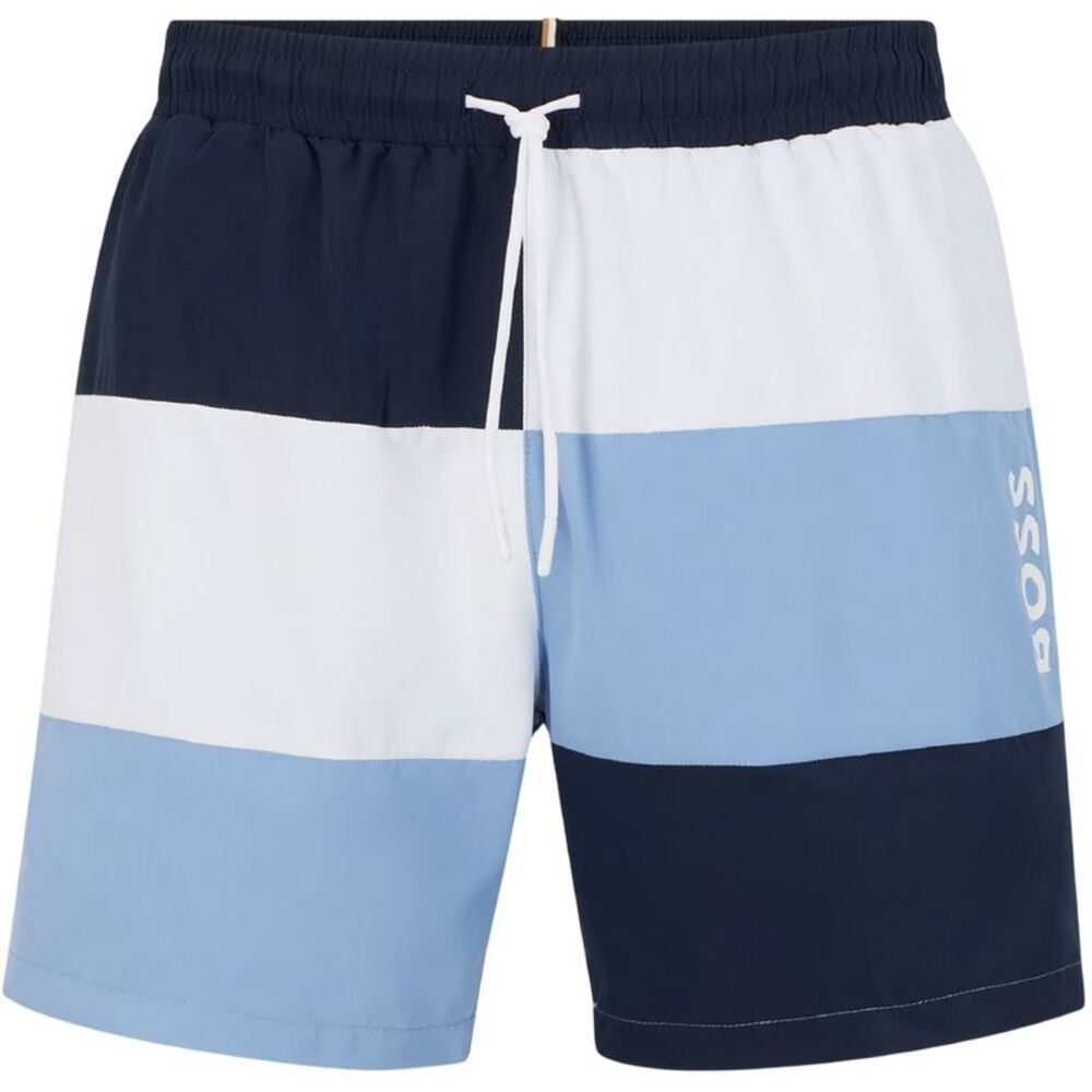 Boss Mens Colour Block Swimming Trunks / White